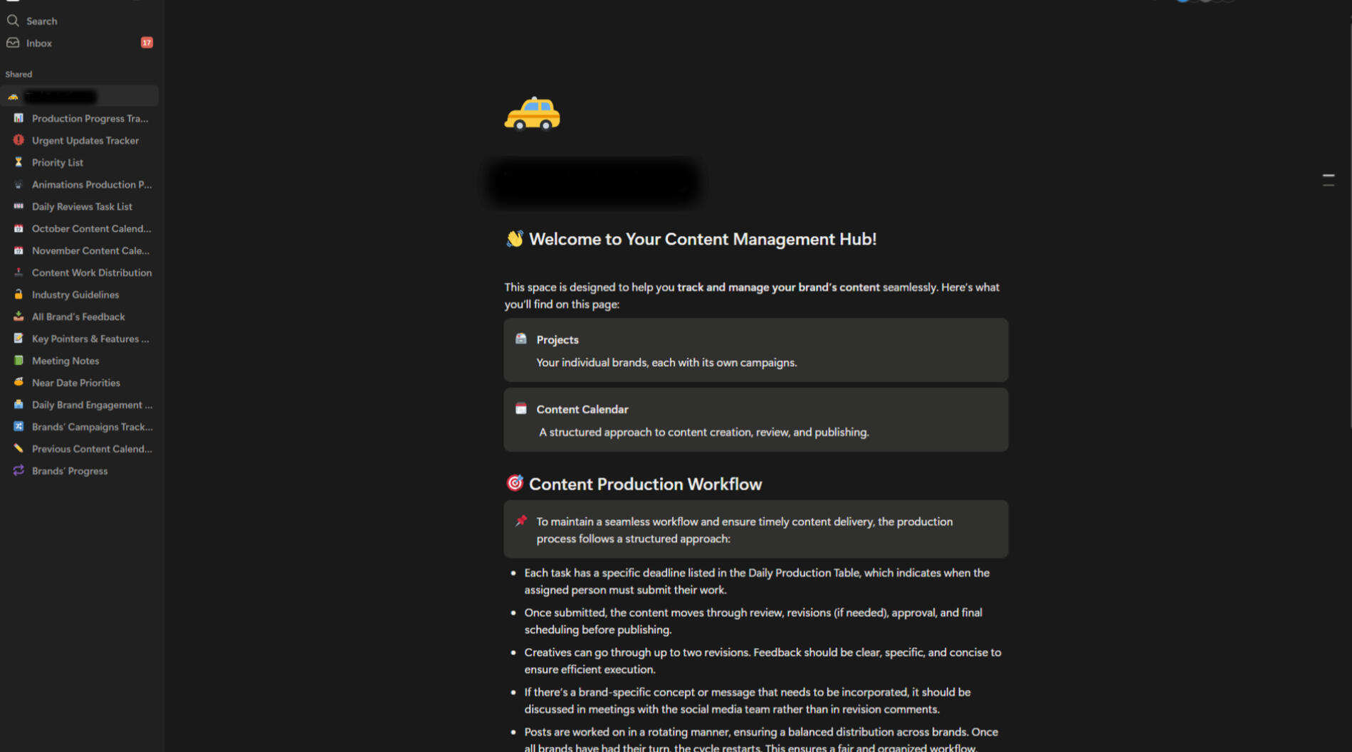 Centralized Content Management System in Notion